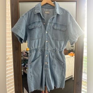 Free People Light Blue Denim Romper